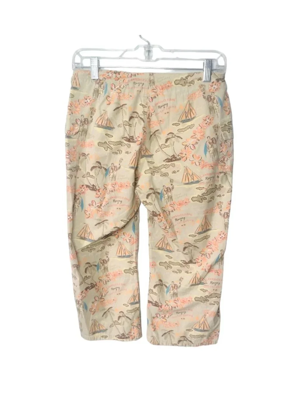 Old Navy Girls Y2K Hawaiian Cargo Capris 16 Canvas Tropical Travel Vintage Hula